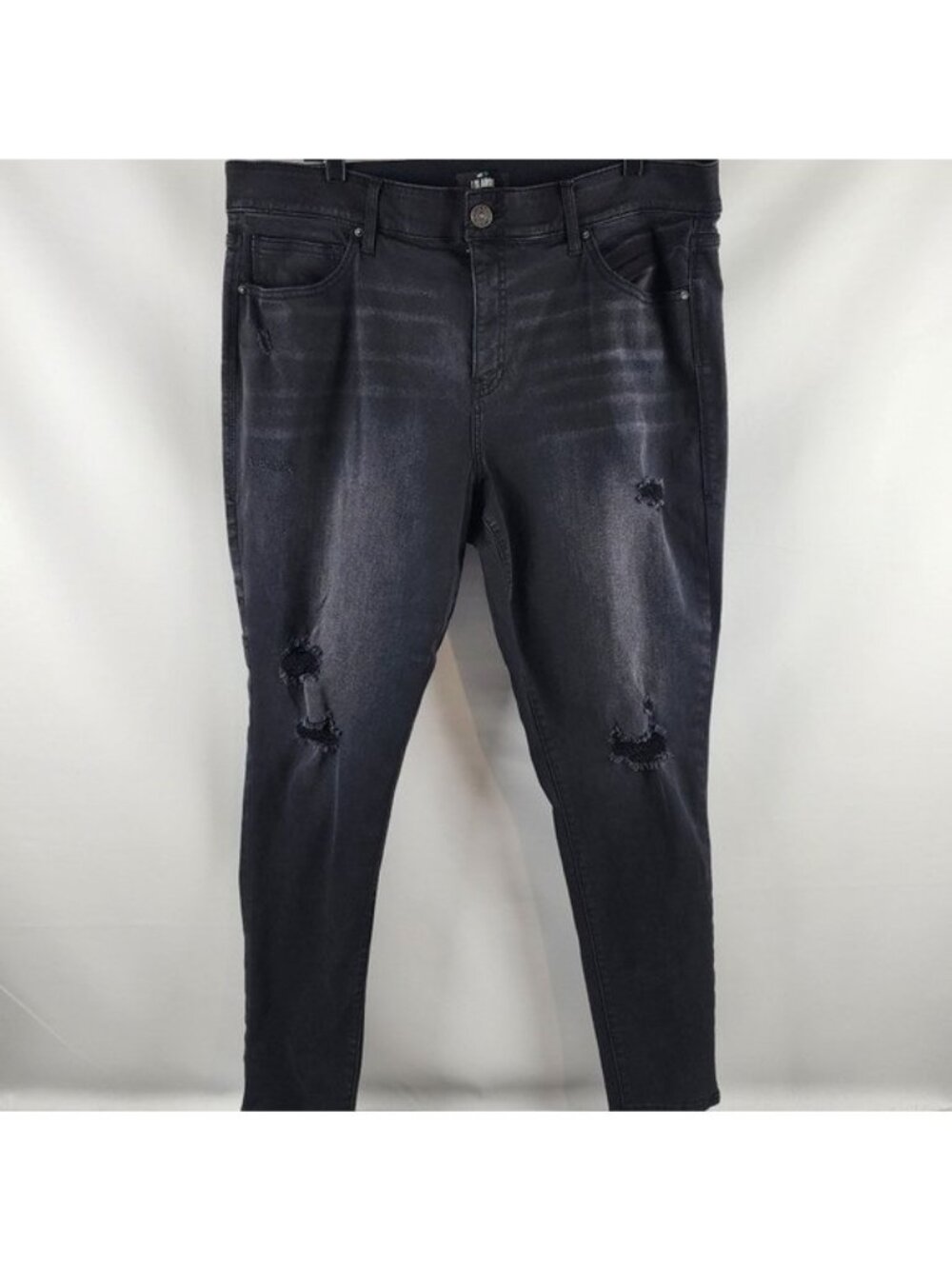 LuLaRoe Womens Stretch Distressed Black Denim Jeans Size 38